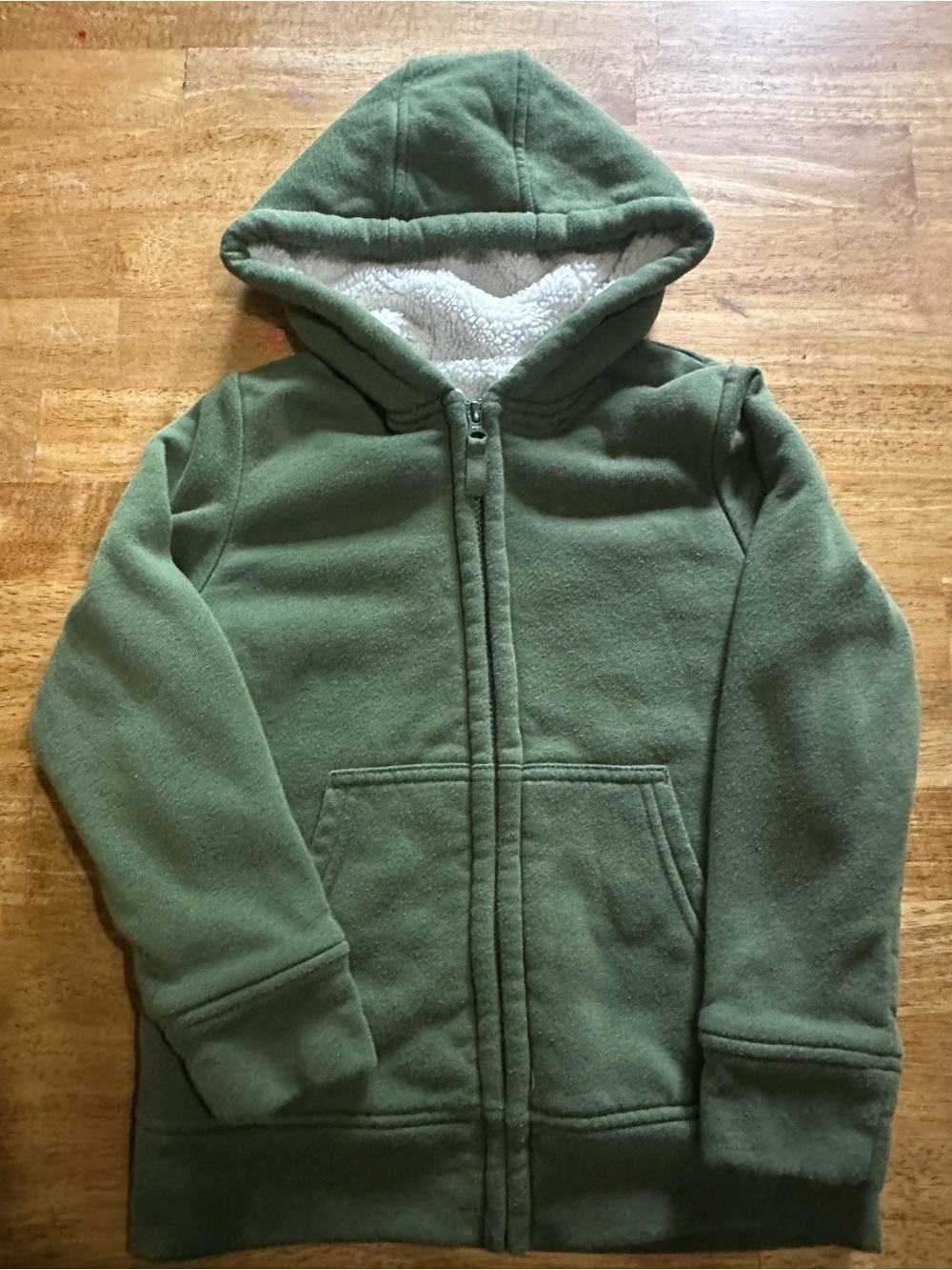 wonder nation Olive Green Hooded Zip Fleece Sweatshirt